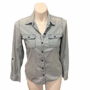 Lucky Brand Denim Button Down Top Size Medium